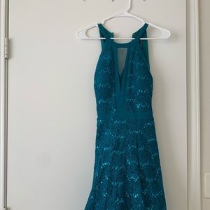 Morgan & Co. Womens Cocktail Dress Sequined Lace